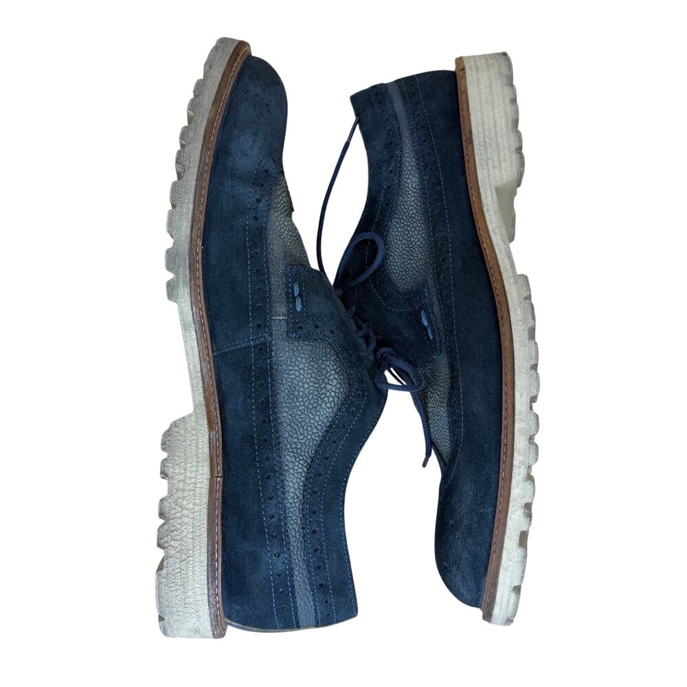 Kenneth Cole Slow N Steady Oxfords Men’s 11 Blue Leather Wingtip XL Extra Light